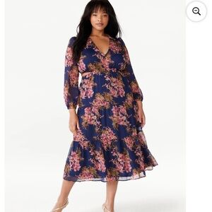 Sofia Jeans by Sofia Vergara Navy Blue Long Sleeve Cutout Maxi Dress Size XXXL